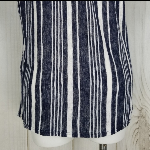 Anthropologie W5 Blue White Chevron Striped Blouse - Picture 4 of 6